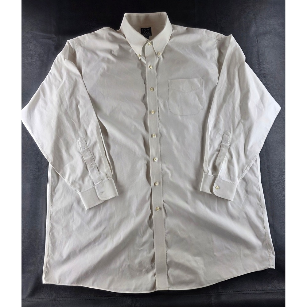 Jos. A. Bank Classic Collection White Non-Iron Cotton Dress Shirt 19-36 Monogram